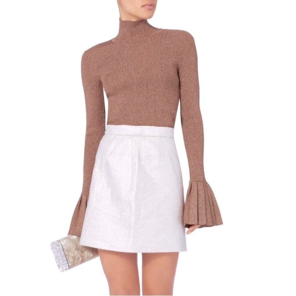 Carven Rose Gold Lurex Turtleneck Sweater XS